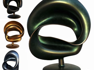 Modern Sculptural Single Chair with Elegant Curved Design and Multicolor Options 3d model