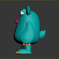 Man In Suit And Blue Cartoon Monster Standing With Big Eyes Red Nose Orange Paws