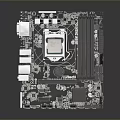 High Performance Computer Motherboard With CPU Socket RAM Slots And Circuitry Components