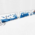Transparent Decorative Cards With Blue Wave Patterns And Moon Sea Water System Design 3d model
