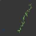 Curved Metal Wire Chain Like Structure With Red Small Parts On Gray Background
