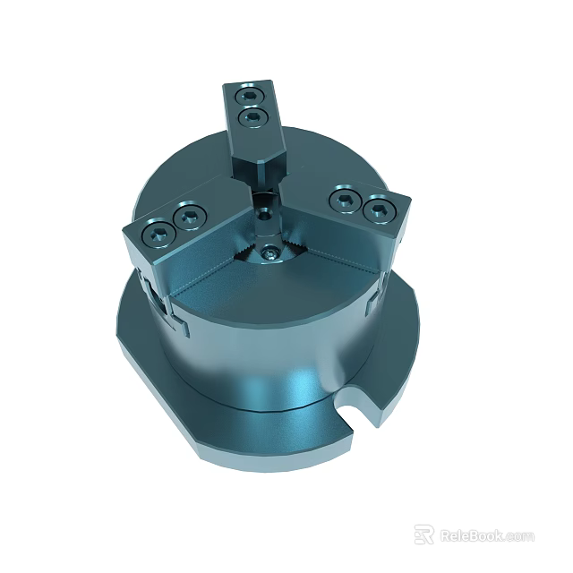 Industrial Blue Metal Mechanical Chuck Component Featuring Bolts And Holes 3d model 