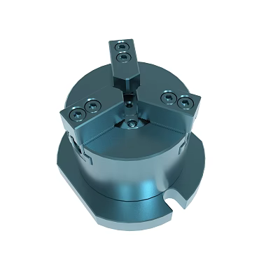 Industrial Blue Metal Mechanical Chuck Component Featuring Bolts And Holes 3d model
