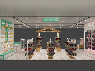 Modern Clothing Store Interior With Display Racks Shelves And Bright Lighting 3d model