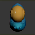 Cute Cartoon Snail Character With Blue Body Orange Spiral Shell And Happy Smiling Face