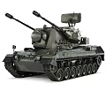 Military Tank with Dual Cannons Top Mounted Equipment Camouflage Finish and Track System