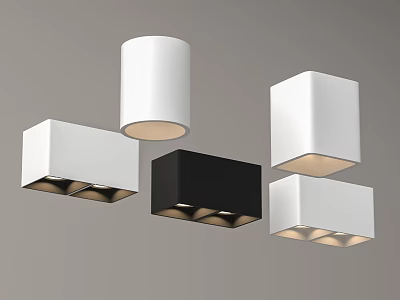 Modern Pendant Lights in White Black Square Cylinder Shapes with Illuminated Design 3d model
