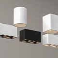 Modern Pendant Lights in White Black Square Cylinder Shapes with Illuminated Design