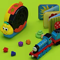 Educational Electric Toys Set With Snail Thomas Train Building Blocks And Cards