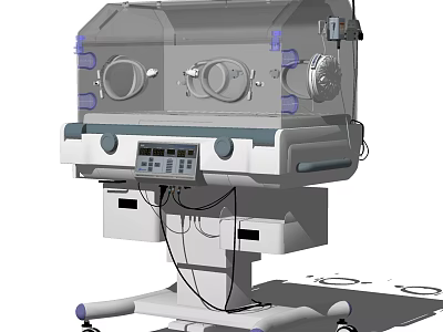 Neonatal Medical Incubator With Transparent Canopy And Control Panel 3d model