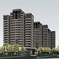 Modern High Rise Residential Buildings With Tree Lined Surroundings And Road Access
