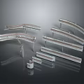 Metal Curved And Long Strip Equipment Parts For Mechanical Construction With Black Background Reflective Effect