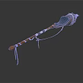 Wooden Long Handle Daily Use Item With Blue Cushion And Decorative Straps
