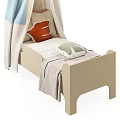 Kids Bed with Canopy Tent Design Wooden Frame Colorful Pillows and Color Options