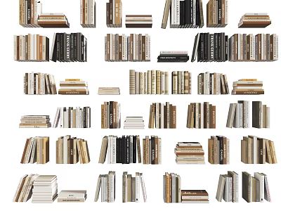 Stacked Books and Magazines Collection with Assorted Sizes Colors and Various Genres 3d model