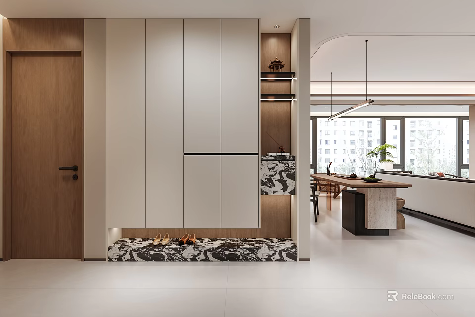 Modern White Shoe Cabinet Design with Bottom Storage and Decorative Accents 3d model 