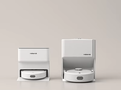 Two White Robotic Vacuum Cleaners With Docking Stations For Home Daily Cleaning 3d model