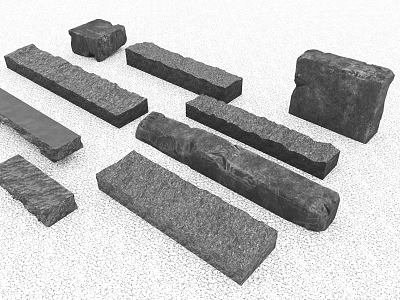 Natural Stone And Wood Materials In Various Shapes For Construction Projects 3d model