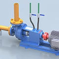 Industrial Equipment Motor Driven Pump System With Blue Base And Yellow Pipes