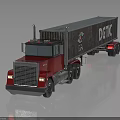 Red Semi Truck With Large Container Featuring DGTK Lettering And Logo