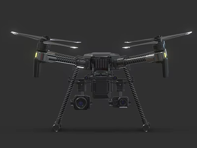 Smart Drone With Four Propellers Dual Cameras Landing Gear And LED Lights 3d model