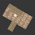 Modern Elevated Wooden Platform With Staircases Railings And Wooden Post Supports