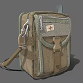 Khaki Green Medical Bag With Red Cross Symbol Zipper Buckle And Shoulder Strap