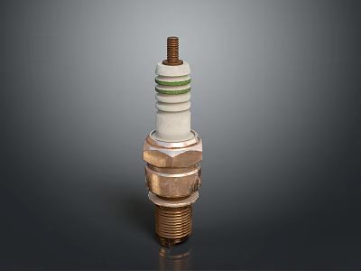 High Quality Automotive Spark Plug With Copper Base White Insulator And Green Ring 3d model