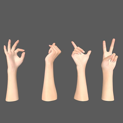 Woman Demonstrating Various Hand Gestures Including OK Pointing And Peace Signs 3d model