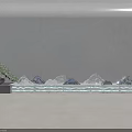 Modern Decorative Lights with Blue Lighting for Wavy Wall Rockery Decorations and Green Plants