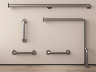 Stainless Steel Grab Bars Wall Mounted Design With Various Shapes And Sizes 3d model