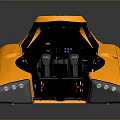 Streamlined Yellow Modern Cockpit Interior With Control Panel Digital Display And Seats 3d model