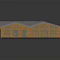 Modern Architectural Structure Featuring Geometric Sloped Metal Roofs And Wooden Columns Design