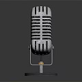 Vintage Metal Microphone With Striped Design And Round Base Classic Style