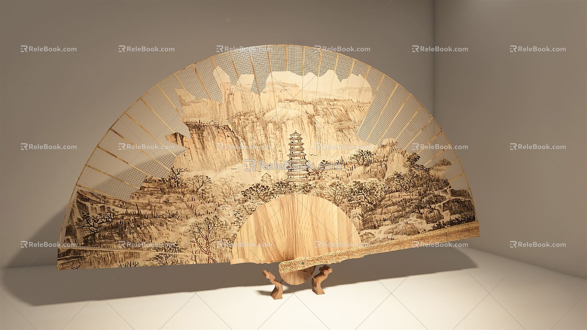 New Chinese Style Folding Fan Ornaments Folding Fan Ornaments 3d model