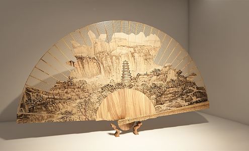 New Chinese Style Folding Fan Ornaments Folding Fan Ornaments 3d model