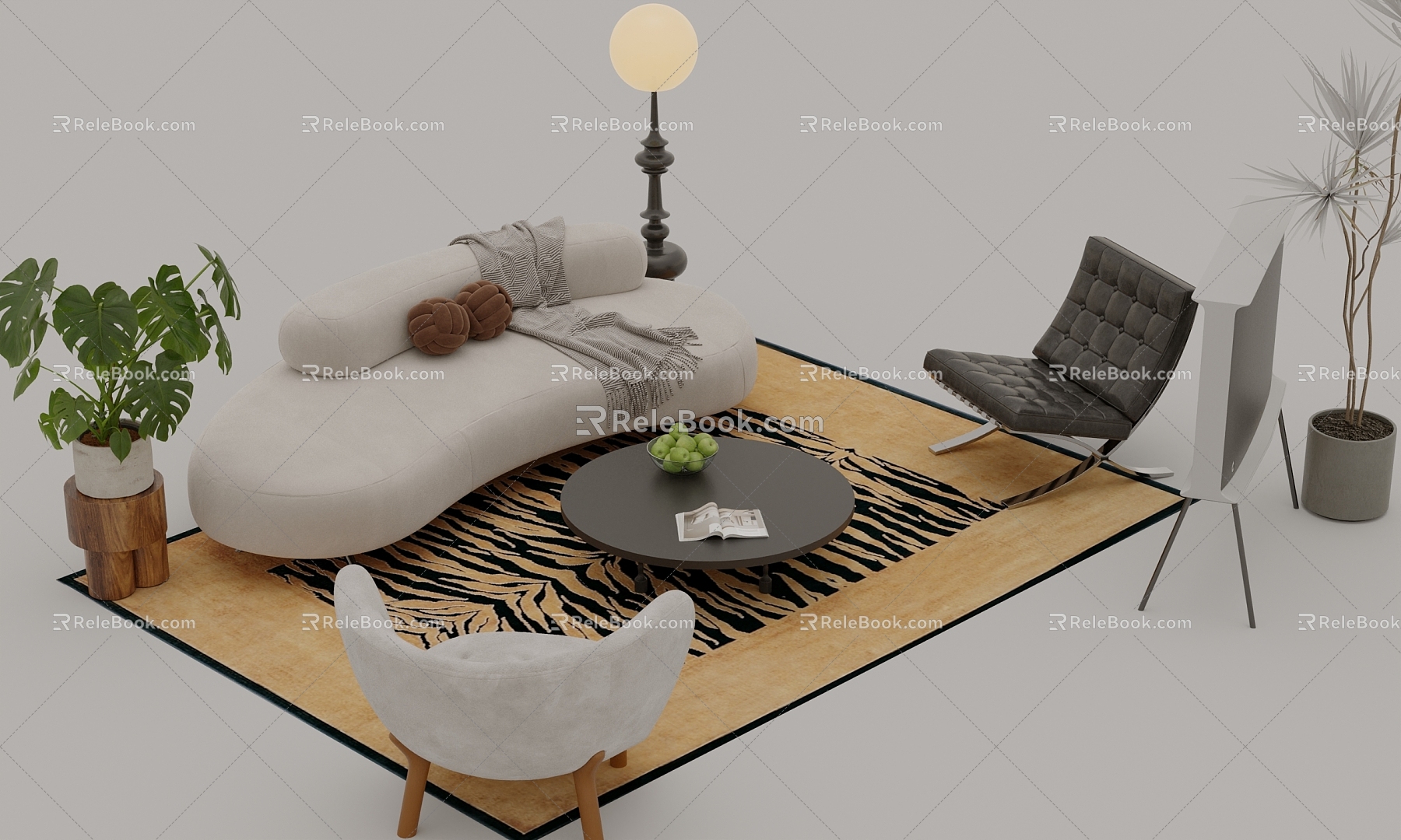 The tea table combination of the ancient style sofa 3d model