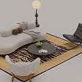 The tea table combination of the ancient style sofa 3d model