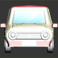 Cute Cartoon Car With Red Roof And White Body Featuring Logo Design