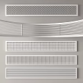 White Air Conditioner Vents With Various Styles Arranged On Gray Background