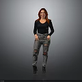 Woman With Red Hair Wearing Black Long Sleeve Top And Ripped Jeans With Black Boots