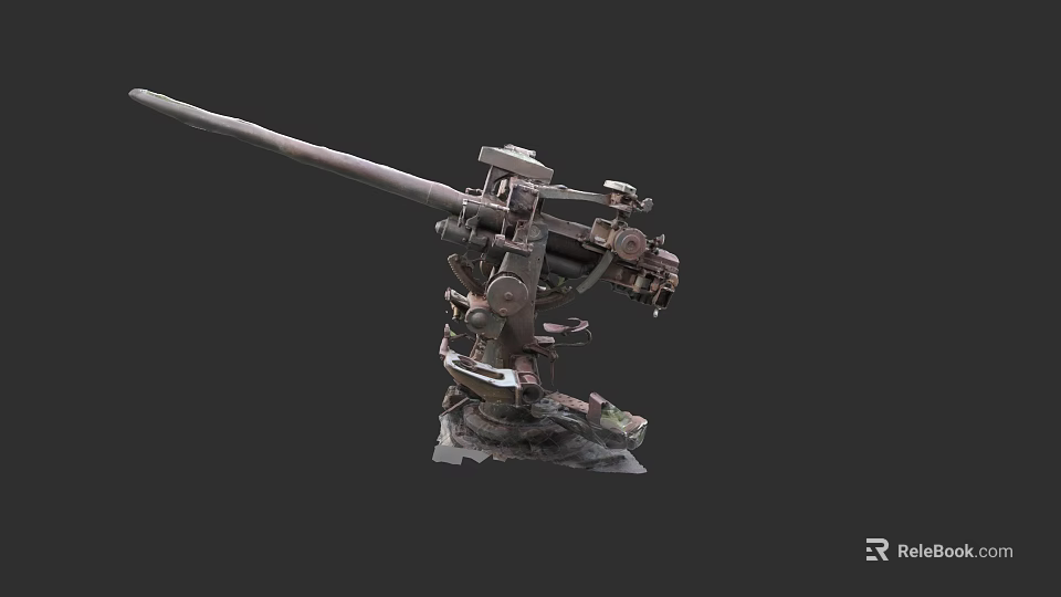 Vintage Warship Naval Gun Featuring Metal Structure and Military Design Elements 3d model