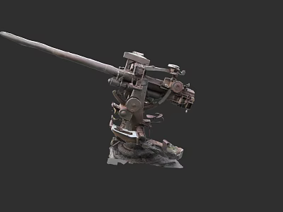 Vintage Warship Naval Gun Featuring Metal Structure and Military Design Elements 3d model