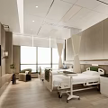 Modern Hospital Outpatient Ward Interior With Comfortable Beds Large Windows TV And Wooden Flooring