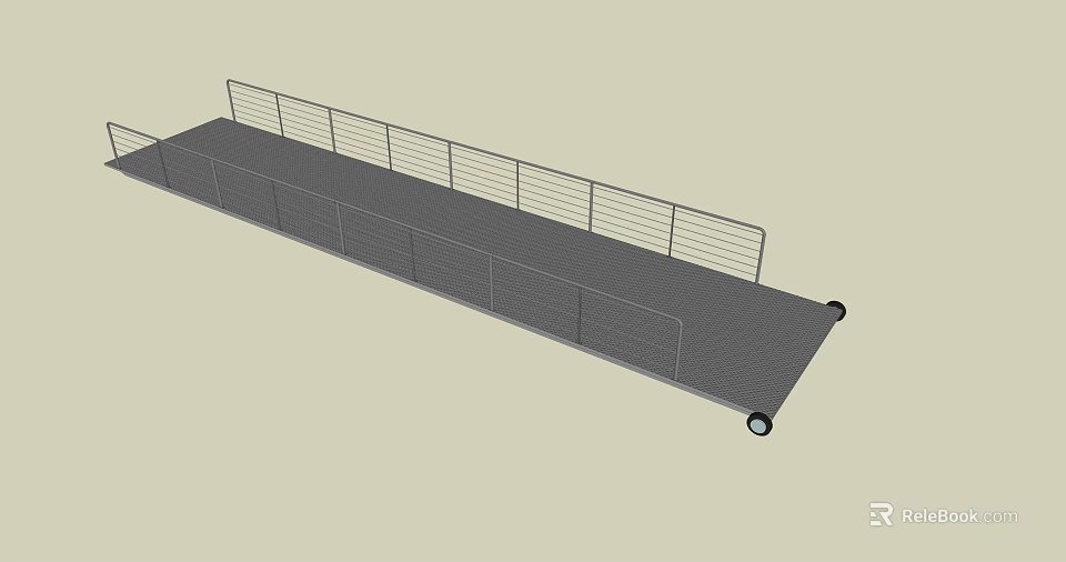 Portable Metal Road Facility Platform With Guardrail And Movable Wheels For Temporary Use 3d model 