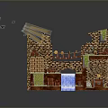 3D Brick Scene Design Featuring Stream Waterfall Bridge Grass And Platform