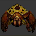 Exotic Animal With Yellow Spotted Carapace Red Claws And Multiple Legs Structure