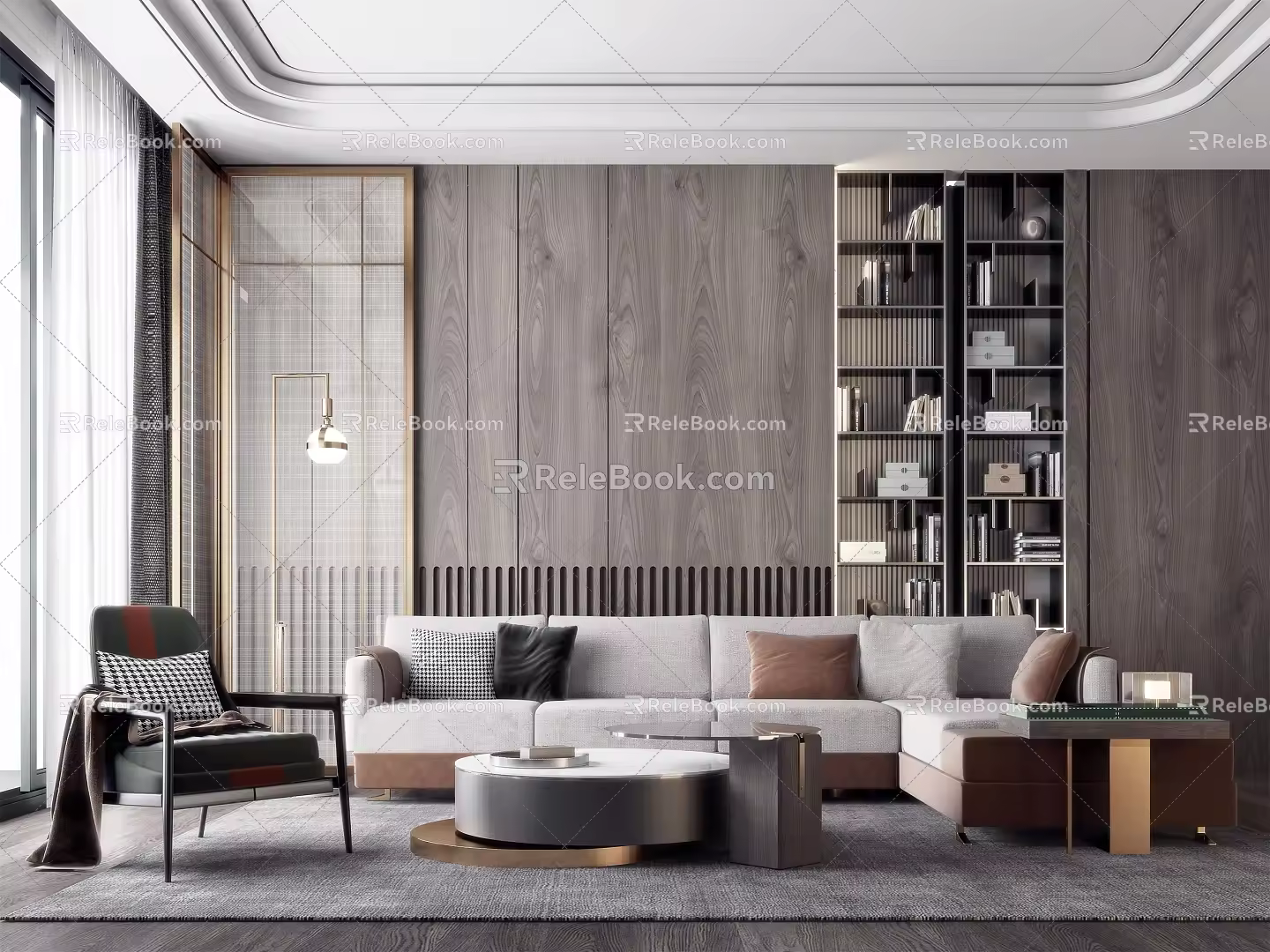 Light Luxury Sofa Coffee Table Combination 3d model