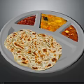 White Divided Plate With Naan Bread And Curry Sauce Compartments For Meals