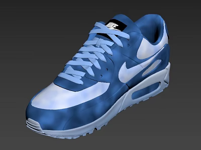 Blue And White Nike Style Athletic Sneakers With Light Blue Laces And Air Cushion Sole 3d model
